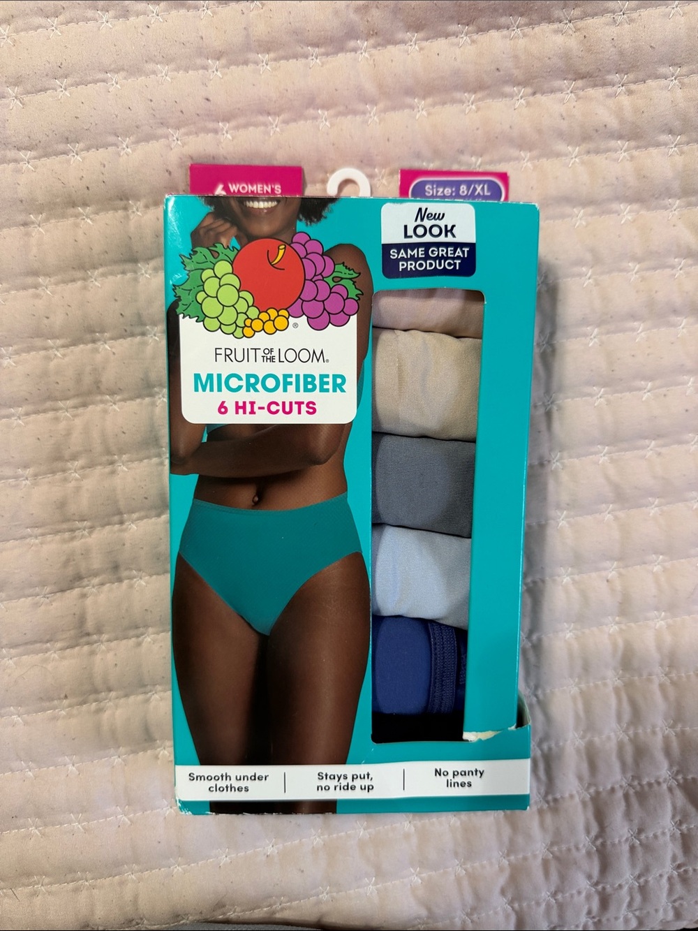 Fruit of the Loom Women’s Briefs 6-Pack in Beige, Gray, Light Blue, Navy